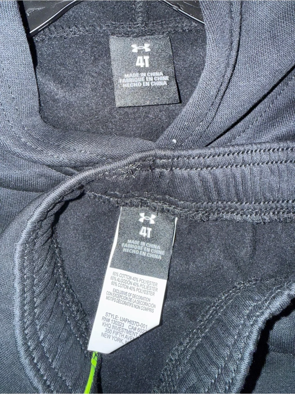 NWT Under Armour Black, Gray & Neon Yellow Boys 4T Hoodie Set 0158